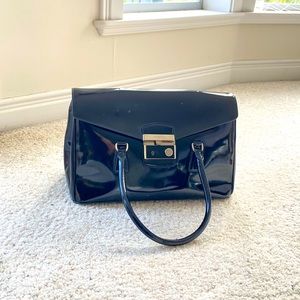 Prada black patent spazzolato doctor handbag bag